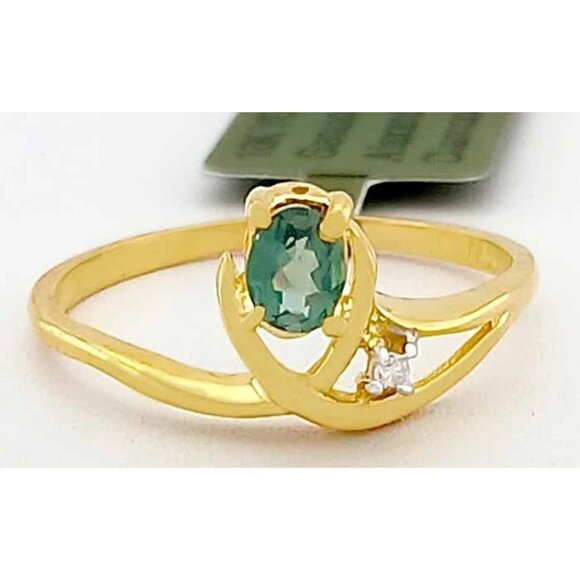 Genuine 0.23 Cts Alexandrite & Diamond Ring 10k Gold - Picture 1 of 5